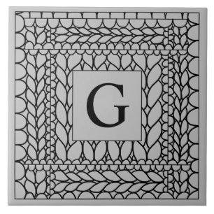 STRICK PURL GRAY Keramik Tile + Initial Fliese