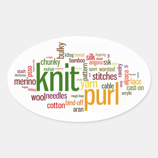 Strick Purl Knittern Lexikon Knitter Autoaufkleber Ovaler Aufkleber (Vorderseite)