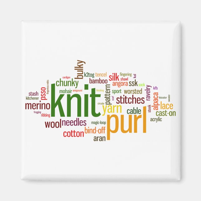 Strick Purl Knitting Lexicon für Knitter Magnet (Vorne)