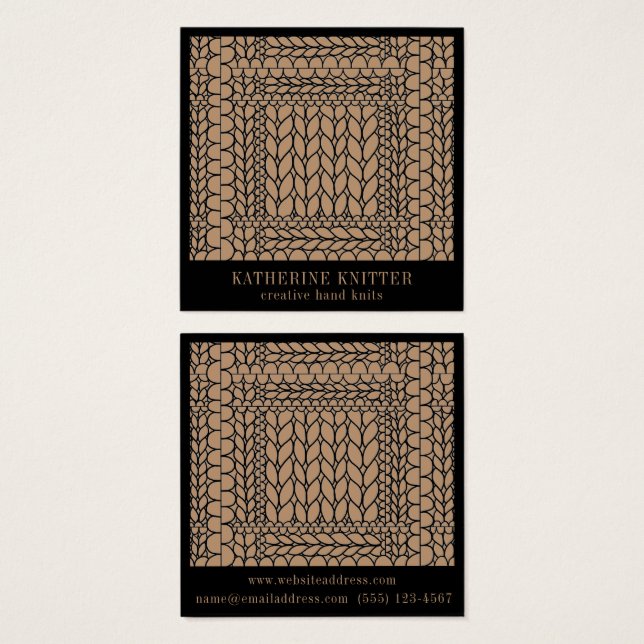 STRICK PURL TAN Square Business Card II (Vorne & Hinten)