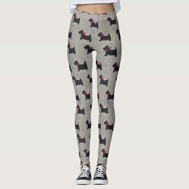 Strick-schwarze Terrier-Leggings Leggings (Vorderseite)