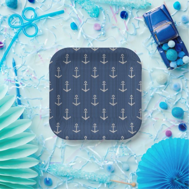 Strick Sea Anchor Pappteller (Party)