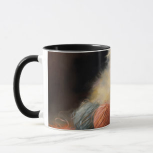 Strick spielt Orange Kitten mit Garn Tasse