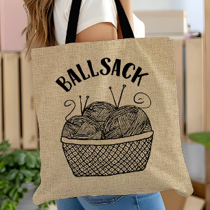 Strick-Tasche Lustiger Ball-Sack Stricker-Geschenk Tasche