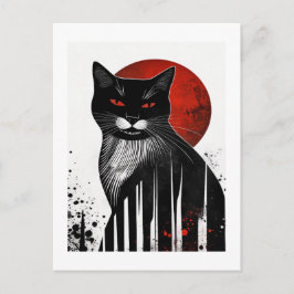 Strickarm: Halloween Autumn Cat Art Postkarte