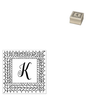 STRICKEN 1" Quadratischer Gummistempel + Initial