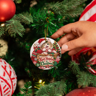 Stricken beim Weihnachten Lustiges Stricken Katzen Keramik Ornament