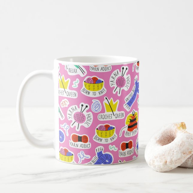 Stricken Häkelliebe Kaffeetasse (Mit Donut)