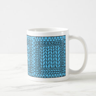 STRICKEN LINKS BLAU Weiße Tasse