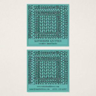 STRICKEN LINKS TEAL Quadrat Visitenkarte
