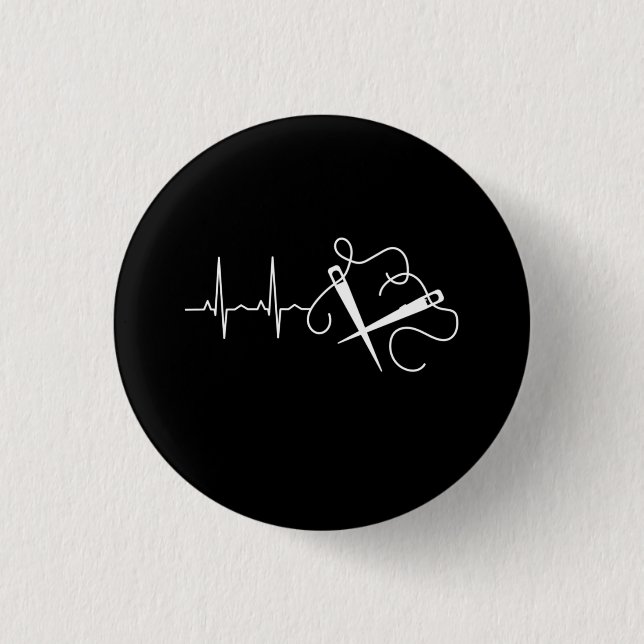 Stricken - Stricknadeln Herzschlag Button (Vorderseite)