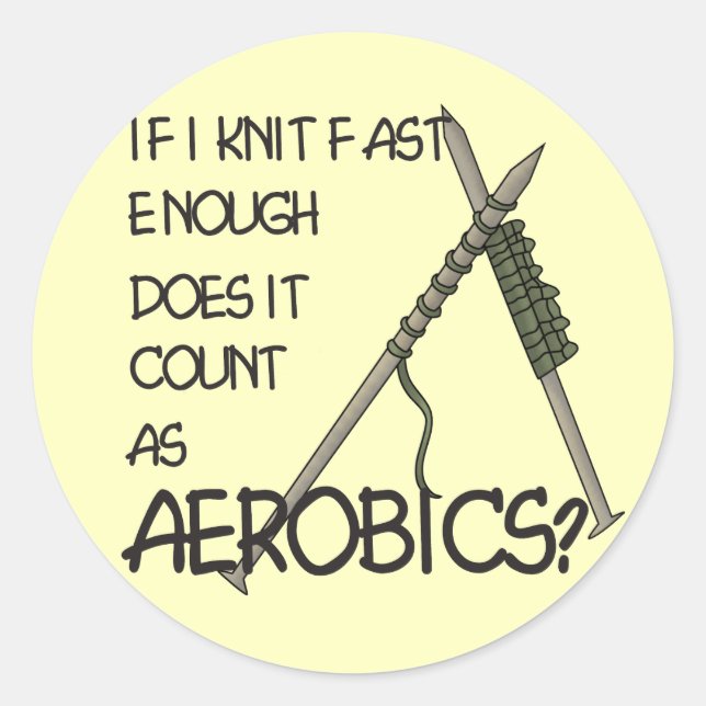 Strickende Aerobic Runder Aufkleber (Vorderseite)