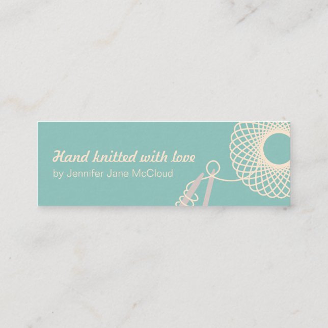 Strickende aquamarine dünne mini visitenkarte (Rückseite)