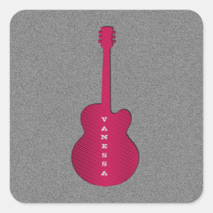 Strickende Gitarrenklammern, Hot Pink Quadratischer Aufkleber