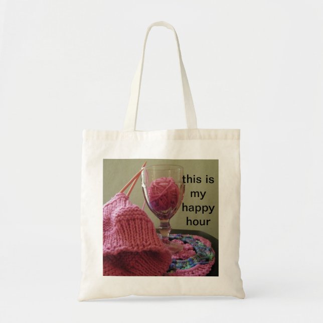 Strickende glückliche Stunden-Tasche Tragetasche (Vorne)