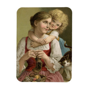 Strickende Mutter im Vintage-Stil Magnet