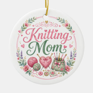 Strickende Mutter Personalisierter Weihnachtsschmu Keramik Ornament
