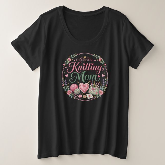 Strickende Mutter - Plus Size T-Shirt (Design vorne)