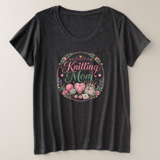 Strickende Mutter - Übergrößen T-Shirt  (Design vorne)
