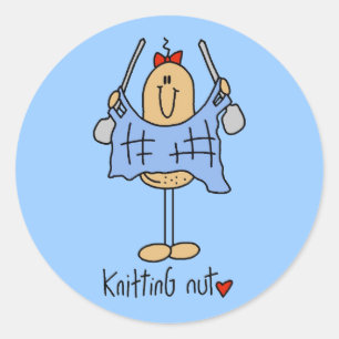 Strickende Nuss T-Shirts und Geschenke Runder Aufkleber