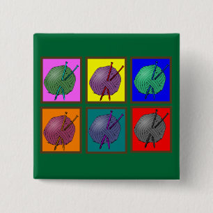 Strickende Popart Geschenke Button