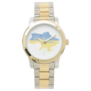 Strickende ukrainische Staatskarte Text Ruhm der U Armbanduhr