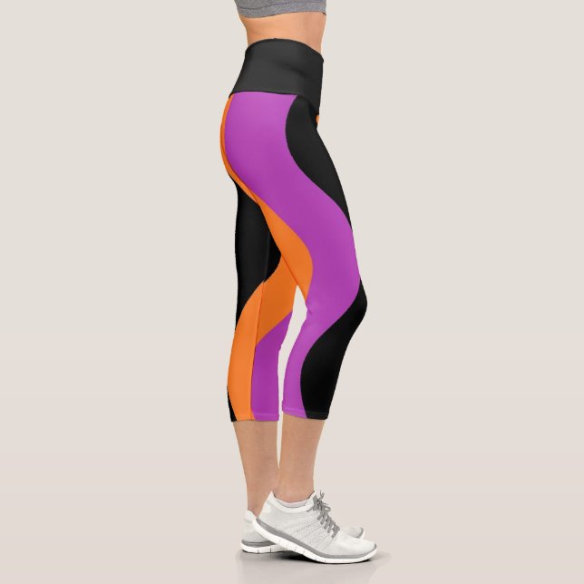 Strickende Yoga-Ameisen Lila Schwarz-Orange-Leggin Capri Leggings (Rechts)