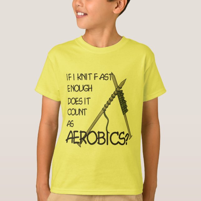 Strickender Aerobics T-Shirt (Vorderseite)