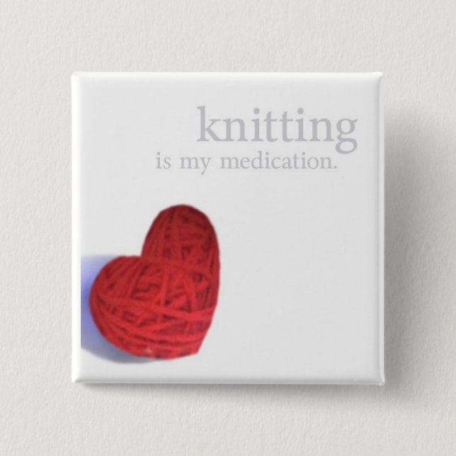 strickender Medikationsherzknopf Button (Vorderseite)