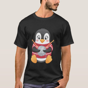Strickender Pinguin Garn Liebhaber Niedlich Strick T-Shirt