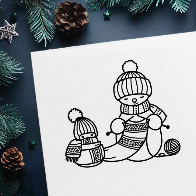 Strickender Schneemann Permastempel (Von Creator hochgeladen)