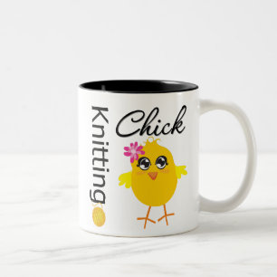 Strickendes Küken Zweifarbige Tasse