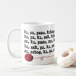 Strickendes Muster-Anweisungs-Garn-Ball-Rot Kaffeetasse