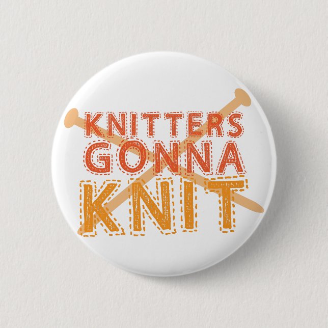 Stricker, die zum Strick gehen (mit strickenden Button (Vorderseite)