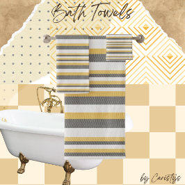 Strickgrau, Creme, gelbes Handtuch Badhandtuch Set