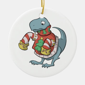 Strickjacke-Verzierung T. Rex Christmas Keramik Ornament