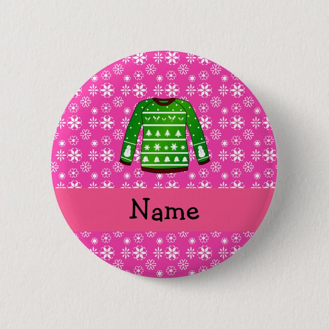 Strickjackerosa des individuellen Namens grünes Button (Vorderseite)