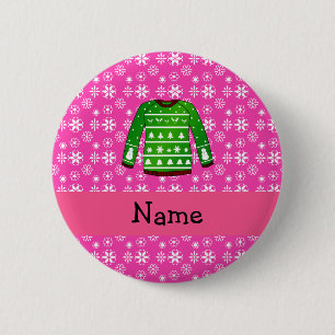 Strickjackerosa des individuellen Namens grünes Button