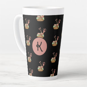 Strickkorbmuster Monogramm Latte Tasse