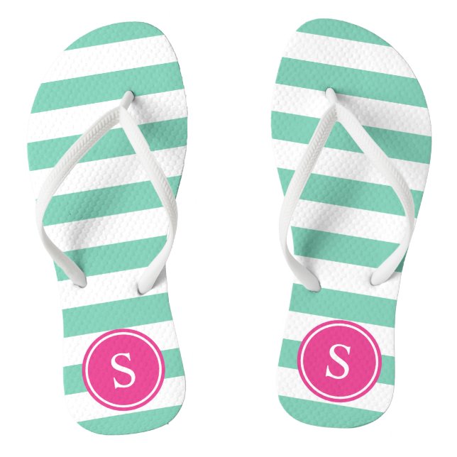 Strickmonogramm in Sea Foam & Pink Flip Flops (Fußbett)