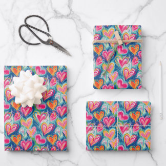Strickpapier für gestrichene Herzen - Flachblatt-S Geschenkpapier Set
