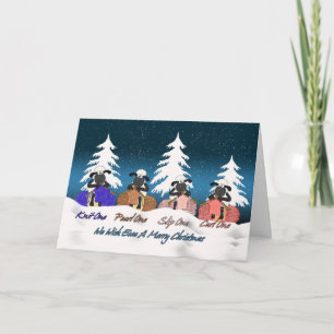 Strickschaf-Weihnachtskarte - wir wünschen uns, da Feiertagskarte