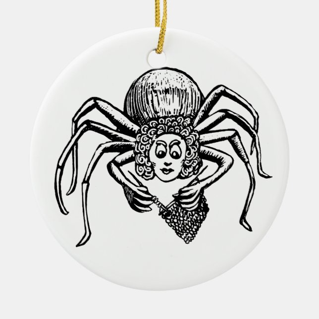Strickspinne Keramik Ornament (Vorne)