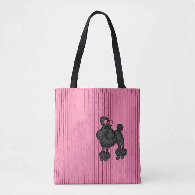 Strickte französische Poodle Tote Tasche (Vorderseite)