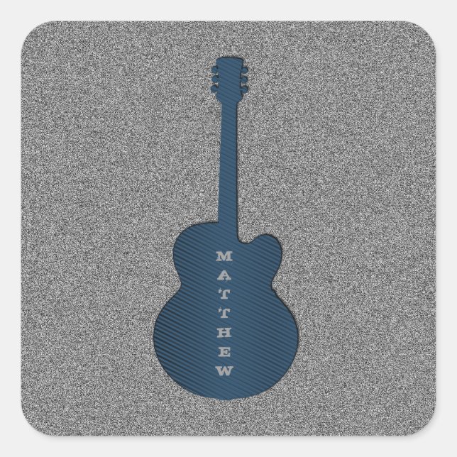 Strickte Gitarren-Aufkleber, dunkelblau Quadratischer Aufkleber (Vorderseite)