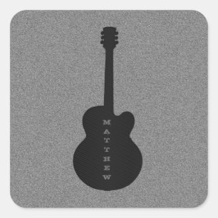 Strickte Gitarren-Aufkleber, schwarz Quadratischer Aufkleber