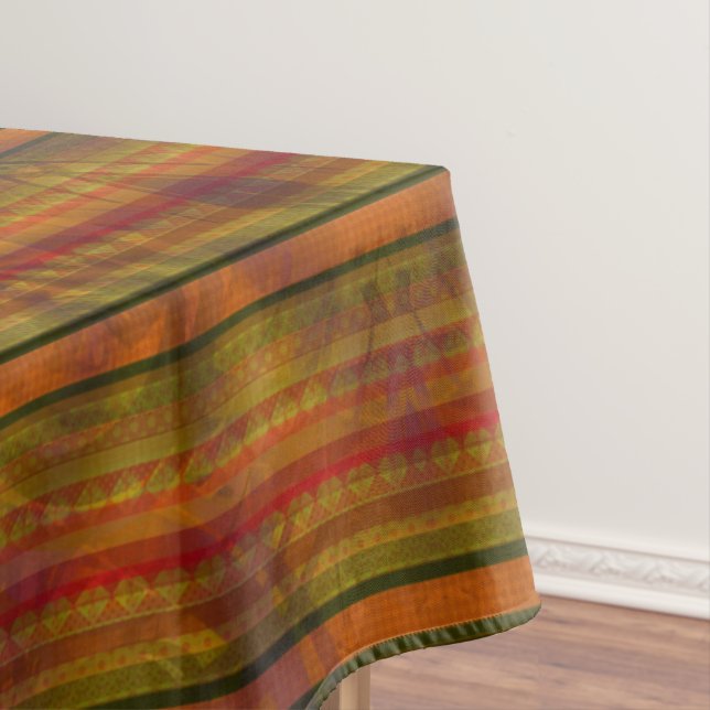 Strickte Herbstfarben Orange Black Green Modern Tischdecke (Beispiel)