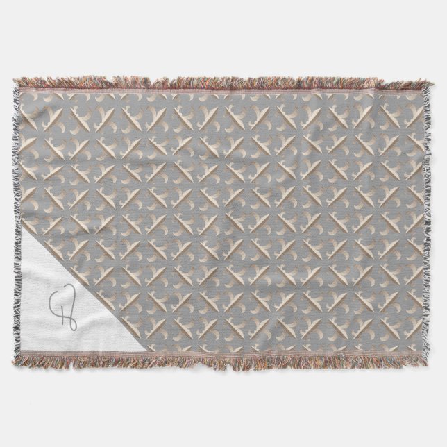 Strickte Lilie Muster Mit Monogramm Decke (Vorderseite)