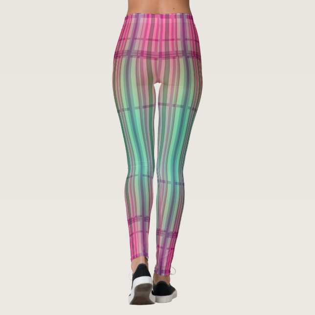 Strickte neue Tartan Aqua Pink-Leggings Leggings (Rückseite)
