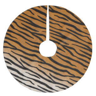 Strickte Tiger Fur realistische exotische Tierausd Polyester Weihnachtsbaumdecke